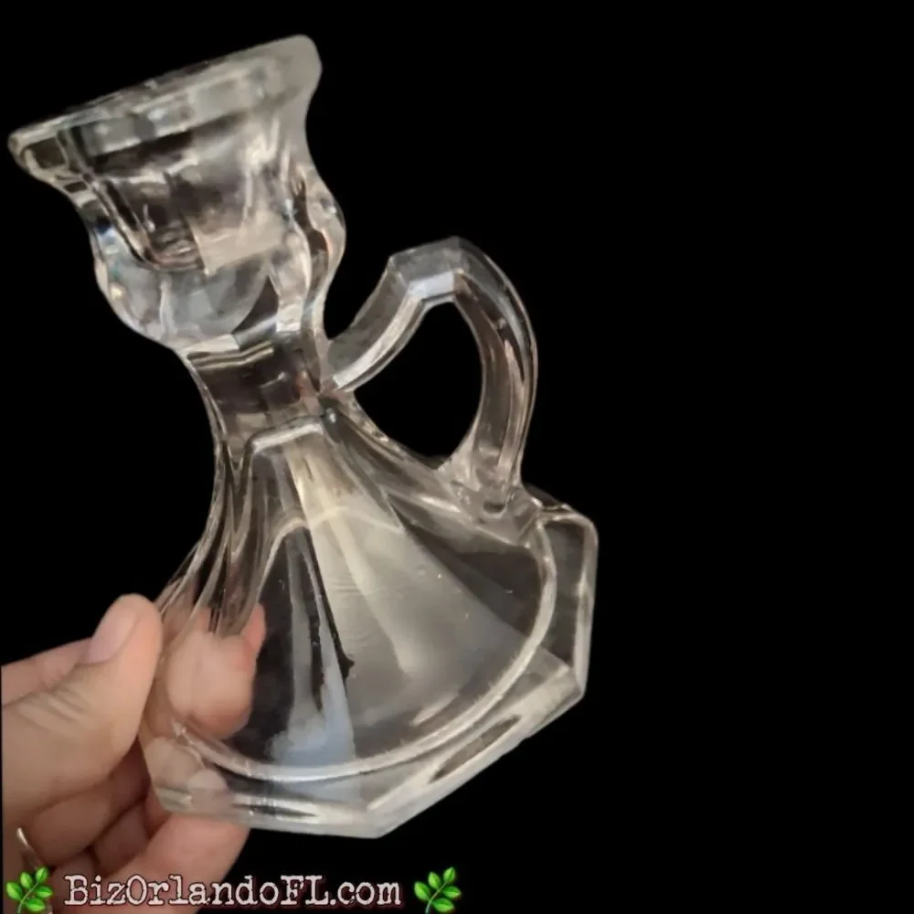 VINTAGE: Lot (3) Elegant Styles & Size Glass Candlestick Holders Art Glass Decor